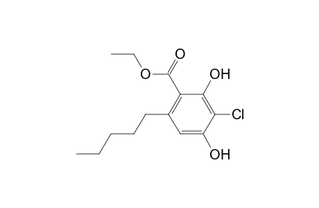 Benzoic acid, 3-chloro-2,4-dihydroxy-6-pentyl-, ethyl ester