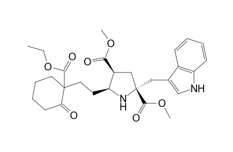 Dimethyl 2-(3'-indolylmethyl)-c-5-[1"-(1"'-ethoxycarbonyl-2-"'-oxocyclohexyl)ethyl]pyrrolidine-r-2,c-4-dicarboxylate