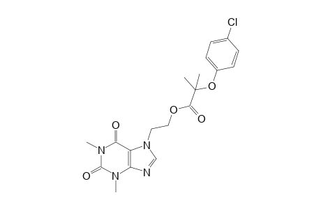 7-(2-hydroxyethyl)theophylline, 2-(p-chlorophenoxy)-2-methylpropionate