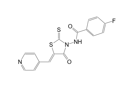 4-fluoro-N-[(5Z)-4-oxo-5-(4-pyridinylmethylene)-2-thioxo-1,3-thiazolidin-3-yl]benzamide