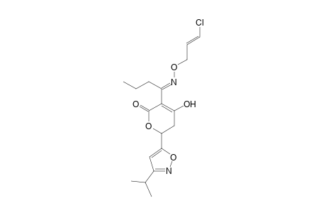 2H-Pyran-2-one, 3-[1-[[(3-chloro-2-propenyl)oxy]imino]butyl]-5,6-dihydro-4-hydroxy-6-[3-(1-methylethyl)-5-isoxazolyl]-, (?,E)-