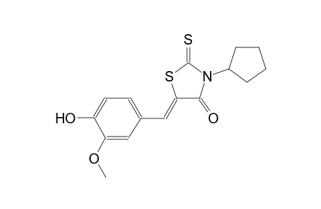 (5Z)-3-cyclopentyl-5-(4-hydroxy-3-methoxybenzylidene)-2-thioxo-1,3-thiazolidin-4-one