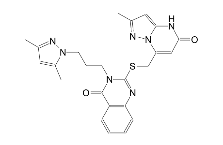 3-[3-(3,5-dimethyl-1H-pyrazol-1-yl)propyl]-2-{[(2-methyl-5-oxo-4,5-dihydropyrazolo[1,5-a]pyrimidin-7-yl)methyl]sulfanyl}-4(3H)-quinazolinone