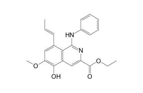 3-Isoquinolinecarboxylic acid, 5-hydroxy-6-methoxy-1-(phenylamino)-8-(1-propenyl)-, ethyl ester