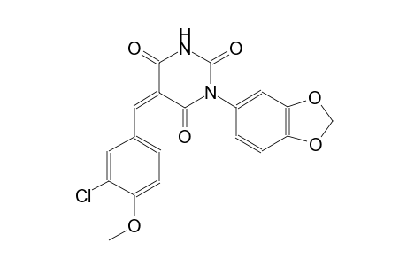 (5Z)-1-(1,3-benzodioxol-5-yl)-5-(3-chloro-4-methoxybenzylidene)-2,4,6(1H,3H,5H)-pyrimidinetrione