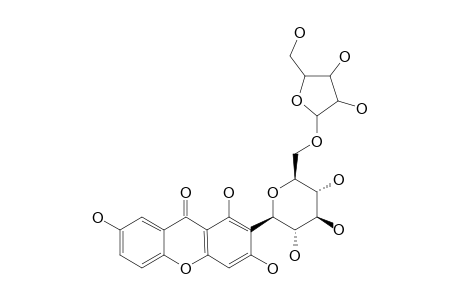 SIBIRICAXANTHONE-A;2-C-[BETA-D-APIOFURANOSYL-(1->6)-BETA-D-GLUCOPYRANOSYL]-1,3,7-TRIHYDROXYXANTHONE