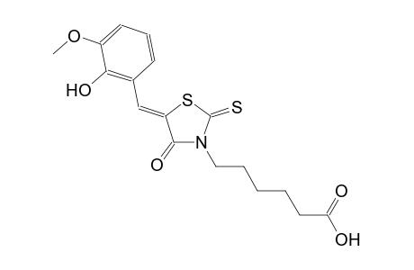 6-[(5Z)-5-(2-hydroxy-3-methoxybenzylidene)-4-oxo-2-thioxo-1,3-thiazolidin-3-yl]hexanoic acid