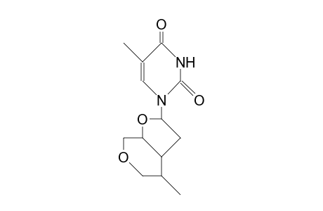 1-(2',3'-Dideoxy-3'-C,5'-O-<1-methyl(S)ethylene>-B-D-erythro-pentofuranosyl)-thymine