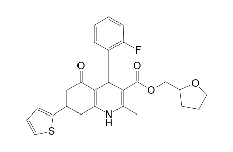 4-(2-fluorophenyl)-2-methyl-5-oxo-7-thiophen-2-yl-4,6,7,8-tetrahydro-1H-quinoline-3-carboxylic acid 2-oxolanylmethyl ester
