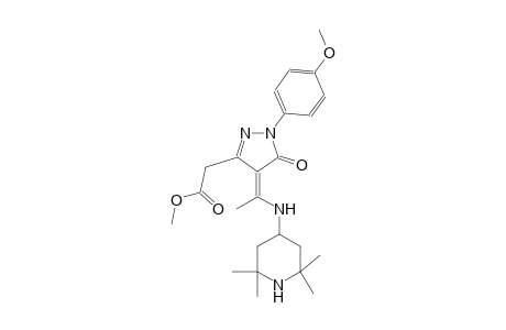1H-pyrazole-3-acetic acid, 4,5-dihydro-1-(4-methoxyphenyl)-5-oxo-4-[1-[(2,2,6,6-tetramethyl-4-piperidinyl)amino]ethylidene]-, methyl ester, (4Z)-