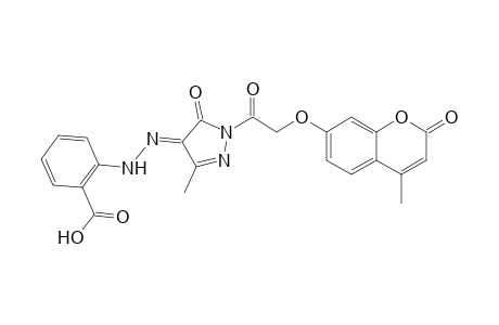 1-(4-Methylcoumarinyl-7-oxyacetyl)-3-methyl-4-(2-carboxyphenyl)hydrazono-2-pyrazolin-5-one