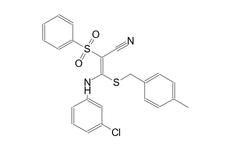 2-propenenitrile, 3-[(3-chlorophenyl)amino]-3-[[(4-methylphenyl)methyl]thio]-2-(phenylsulfonyl)-, (2E)-