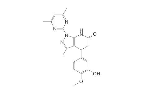 6H-pyrazolo[3,4-b]pyridin-6-one, 1-(4,6-dimethyl-2-pyrimidinyl)-1,4,5,7-tetrahydro-4-(3-hydroxy-4-methoxyphenyl)-3-methyl-
