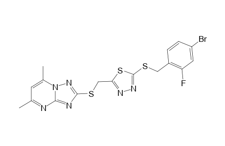 2-(4-Bromo-2-fluorobenzylthio)-5-((5,7-dimethyl-[1,2,4]triazolo[1,5-a]pyrimidin-2-ylthio)methyl)-1,3,4-thiadiazole