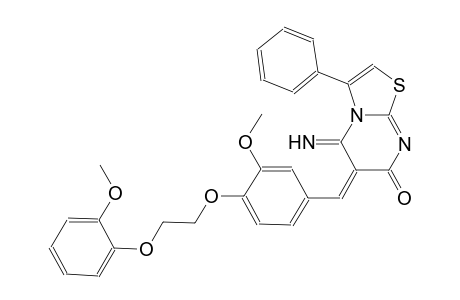 (6E)-5-imino-6-{3-methoxy-4-[2-(2-methoxyphenoxy)ethoxy]benzylidene}-3-phenyl-5,6-dihydro-7H-[1,3]thiazolo[3,2-a]pyrimidin-7-one