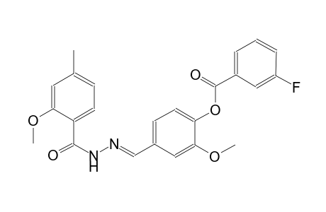 2-methoxy-4-{(E)-[(2-methoxy-4-methylbenzoyl)hydrazono]methyl}phenyl 3-fluorobenzoate