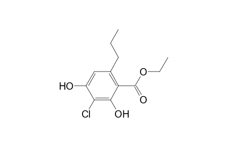 Benzoic acid, 3-chloro-2,4-dihydroxy-6-propyl-, ethyl ester