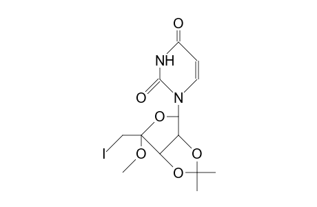 1-(5-Deoxy-5-iodo-2,3-O-isopropylidene-4-methoxy.alpha.-L-lyxofuranosyl)-uracil
