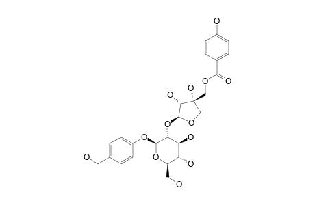 CUCURBITOSIDE-D;4-HYDROXYBENZYL-ALCOHOL-4-O-[5-O-(4-HYDROXY)-BENZOYL]-BETA-D-APIOFURANOSYL-(1->2)-BETA-D-GLUCOPYRANOSIDE