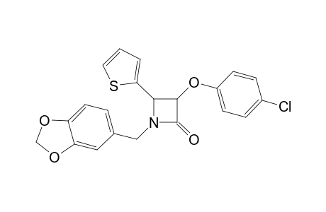 2-Azetidinone, 1-(1,3-benzodioxol-5-ylmethyl)-3-(4-chlorophenoxy)-4-(2-thienyl)-
