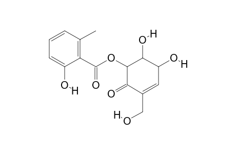 2-hydroxy-6-methyl-benzoic acid (5,6-dihydroxy-2-keto-3-methylol-1-cyclohex-3-enyl) ester