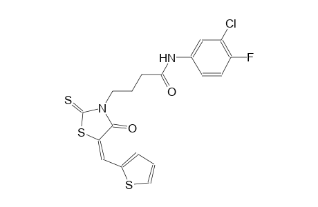 3-thiazolidinebutanamide, N-(3-chloro-4-fluorophenyl)-4-oxo-5-(2-thienylmethylene)-2-thioxo-, (5E)-