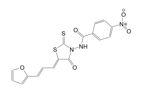 N-{(5Z)-5-[(2E)-3-(2-furyl)-2-propenylidene]-4-oxo-2-thioxo-1,3-thiazolidin-3-yl}-4-nitrobenzamide