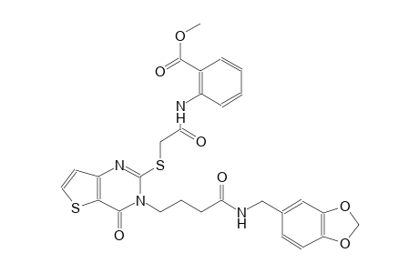 benzoic acid, 2-[[[[3-[4-[(1,3-benzodioxol-5-ylmethyl)amino]-4-oxobutyl]-3,4-dihydro-4-oxothieno[3,2-d]pyrimidin-2-yl]thio]acetyl]amino]-, methyl ester