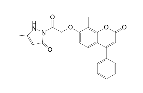 3-Methyl-1-(2-(8-methyl-4-phenyl-2H-1-benzopyran-2-one-7-yloxy)acetyl)-1,2-dihydro- pyrazol-5-one