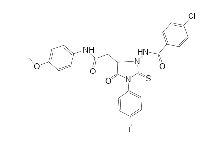 4-Chloranyl-N-[3-(4-fluorophenyl)-5-[2-[(4-methoxyphenyl)amino]-2-oxidanylidene-ethyl]-4-oxidanylidene-2-sulfanylidene-imidazolidin-1-yl]benzamide