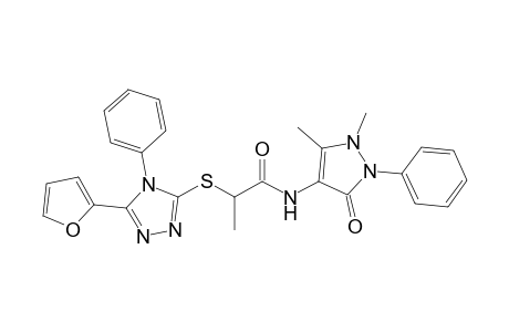 2-[[5-(2-furyl)-4-phenyl-1,2,4-triazol-3-yl]thio]-N-(3-keto-1,5-dimethyl-2-phenyl-3-pyrazolin-4-yl)propionamide