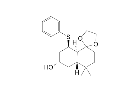 (+-)-6t-hydroxy-4,4-dimethyl-8c-phenylsulfanyl-(4ar,8at)-octahydro-naphthalen-1-one ethane-1,2-diyl acetal
