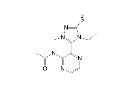 ANHYDRO-3-MERCAPTO-4-ETHYL-1-METHYL-5-(3'-ACETAMIDO-2'-PYRAZINYL)-1,2,4-TRIAZOLIUM-HYDROXIDE