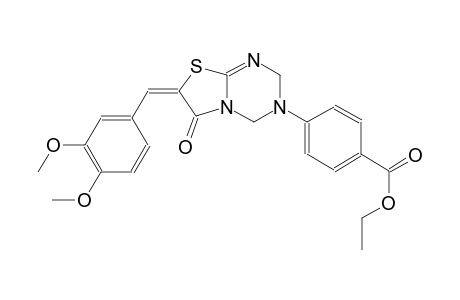 ethyl 4-((7E)-7-(3,4-dimethoxybenzylidene)-6-oxo-6,7-dihydro-2H-[1,3]thiazolo[3,2-a][1,3,5]triazin-3(4H)-yl)benzoate
