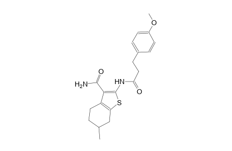 2-{[3-(4-methoxyphenyl)propanoyl]amino}-6-methyl-4,5,6,7-tetrahydro-1-benzothiophene-3-carboxamide