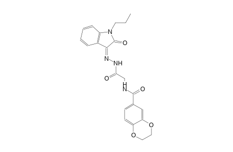 N-{2-oxo-2-[(2Z)-2-(2-oxo-1-propyl-1,2-dihydro-3H-indol-3-ylidene)hydrazino]ethyl}-2,3-dihydro-1,4-benzodioxin-6-carboxamide