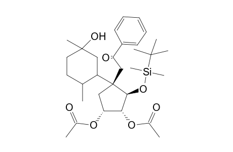 3.alpha.,4.alpha.-diacetoxy-1.beta.-((benzoyloxy)methyl)-1-(1-methyl-4-hydroxy-4-methylcyclohex-2-enyl)-2.beta.-(9tert-butyldi-methylsilyl)oxy)cyclopentane