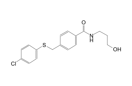 benzamide, 4-[[(4-chlorophenyl)thio]methyl]-N-(3-hydroxypropyl)-