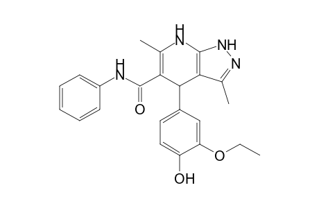 4-(3-Ethoxy-4-hydroxyphenyl)-3,6-dimethyl-N-phenyl-4,7-dihydro-1H-pyrazolo[3,4-b]pyridine-5-carboxamide