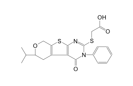 [(6-isopropyl-4-oxo-3-phenyl-3,5,6,8-tetrahydro-4H-pyrano[4',3':4,5]thieno[2,3-d]pyrimidin-2-yl)sulfanyl]acetic acid