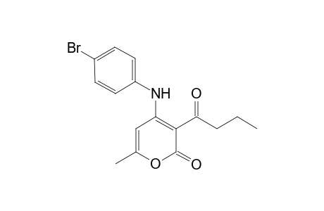 2H-Pyran-2-one, 4-[(4-bromophenyl)amino]-6-methyl-3-(1-oxobutyl)-