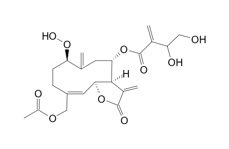 15-Acetoxy-8.alpha.-(3',4'-dihydroxy-2'-methylenebutanoyloxy)-1.beta.-hydroperxy-7.alpha.-H,6.beta.-H-germacra-4,10(14),11(13)-trien-12,6-olide