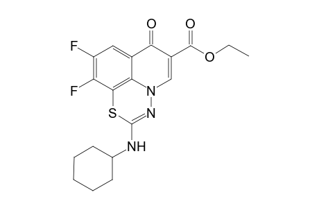 Ethyl 2-cyclohexylamino-9,10-difluoro-7-oxo-7H-1,3,4-thiadiazino[6,5,4-i,j]quinoline-6-carbocylate