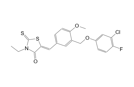 (5Z)-5-{3-[(3-chloro-4-fluorophenoxy)methyl]-4-methoxybenzylidene}-3-ethyl-2-thioxo-1,3-thiazolidin-4-one