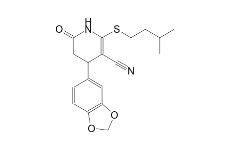 3-pyridinecarbonitrile, 4-(1,3-benzodioxol-5-yl)-1,4,5,6-tetrahydro-2-[(3-methylbutyl)thio]-6-oxo-