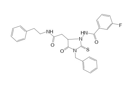 N-[3-benzyl-4-keto-5-[2-keto-2-(phenethylamino)ethyl]-2-thioxo-imidazolidin-1-yl]-3-fluoro-benzamide