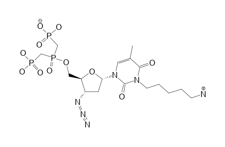 3'-AZIDO-3'-DEOXY-5'-O-[BIS-(DIHYDROXYPHOSPHORYLMETHYL)-PHOSPHORYL]-N(3)-[1-(5-AMINOPENTYL)]-ALPHA-THYMIDINE