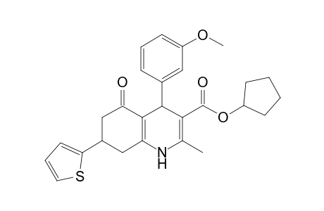 4-(3-Methoxyphenyl)-2-methyl-5-oxo-7-thiophen-2-yl-4,6,7,8-tetrahydro-1H-quinoline-3-carboxylic acid cyclopentyl ester