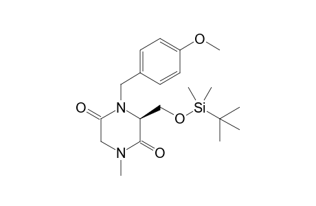 (S)-3-(t-Butyldimethylsilyloxymethyl)-4-(p-methoxybenzyl)-1-methylpiperazine-2,5-dione