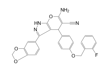 pyrano[2,3-c]pyrazole-5-carbonitrile, 6-amino-3-(1,3-benzodioxol-5-yl)-4-[4-[(2-fluorophenyl)methoxy]phenyl]-1,4-dihydro-